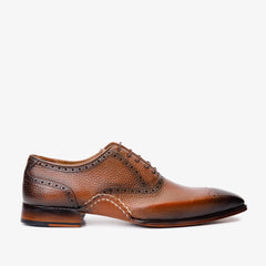 The Draco Handmade Tan Semi Brogue Oxford Shoe