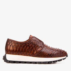 The Obsidian Tan Python Leather Sneaker