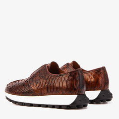 The Obsidian Tan Python Leather Sneaker