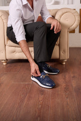 The Padova Navy Blue Leather Sneaker