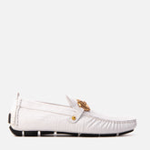 The Pisa White Leather Bit Drive Loafer Shoe