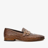 The Vatra Tan Woven Double Monk Strap Shoe