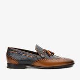 The Istanbul Tan Navy Blue Leather Tassel Loafer Shoe
