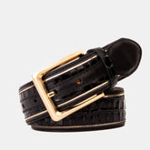 The Bellagio Black Gold Leather Belt