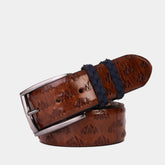 The Caesars Tan Navy Leather Belt