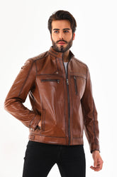 The Rossi Cognac Brown Leather Jacket