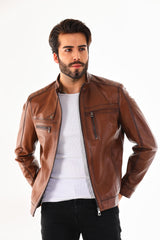 The Rossi Cognac Brown Leather Jacket