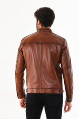 The Rossi Cognac Brown Leather Jacket