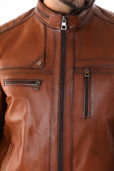 The Rossi Cognac Brown Leather Jacket