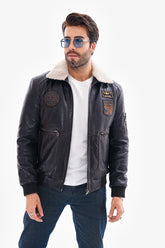 The Northway Navy Blue Lambskin Leather Jacket