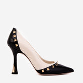 The Bella Vita Studded Beige Black Leather Pump Shoe