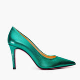 The Maple Green Leather Pump Fuchsia Sole Shoe