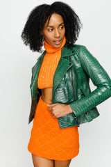 The Pythn Skin Green Leather Jacket