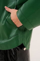 The Calyra Reversible Leather Jacket – Emerald Green