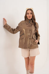 The Zayra Leather Jacket – Taupe Brown