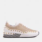 The Aurelia White Gold Woven Leather Sneaker