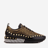 The Aurelia Black Gold Woven Leather Sneaker
