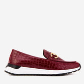 The Milan Burgundy Croc-Embossed Patent Leather Sneaker