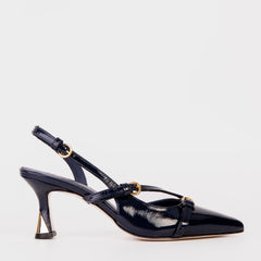 The Atlantic Navy Blue Leather Slingback Sandal