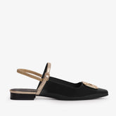 The Rosalinda Black Leather Flat Slingback Sandal