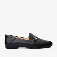 Luanda Black Leather Flat Shoe