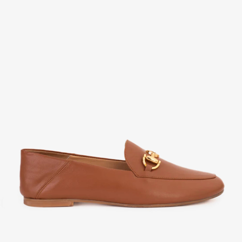 Luanda Tan Leather Flat Shoe