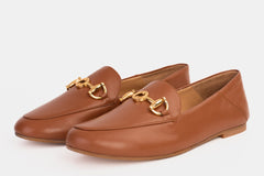 Luanda Tan Leather Flat Shoe