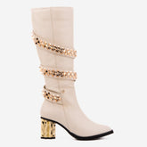 The Gladiator Cream Leather Knee High Boot