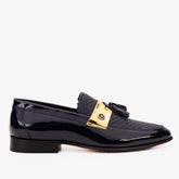 The Imperial Navy Blue Gold Leather Dress Shoe