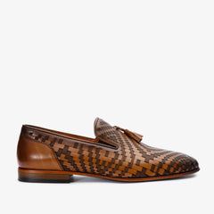 The Meram Brown Leather Tassel Slip-On Loafer Shoe
