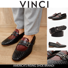The Vatra Black Burgundy Woven Double Monk Strap Shoe