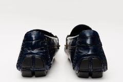 The Pisa Navy Blue Leather Bit Drive Loafer Shoe