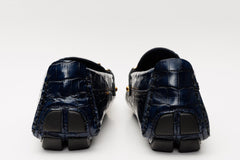 The Pisa Navy Blue Leather Bit Drive Loafer Shoe