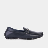 Pavia Navy Blue Leather Bit Drive Loafer Shoe