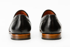 The Meram Black Leather Tassel Slip-On Loafer Shoe