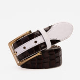 The Bellagio Brown White Leather Belt