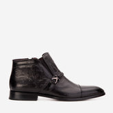 The Dallas Black Leather Bit Ankle Zip-Up Dress Boot