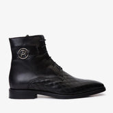 The Zeus Black Leather Lace-Up Boot with a Zipper