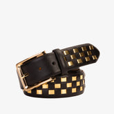 The Mackenzie Black Gold Woven Leather Belt