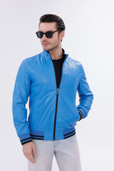 Monza Blue Lambskin Leather Jacket