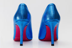 The Maple Sax Blue Leather Pump Fuchsia Sole Shoe