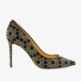 The Bolu Black Gold Glitter Leather Pump Shoe