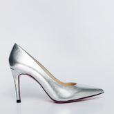 The Ege Silver Leather Pump Fuchsia Sole Shoe