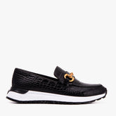 The Milan Black Croc-Embossed Leather Sneaker
