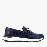 The Milan Navy Croc-Embossed Leather Sneaker