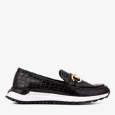 The Milan Black Croc-Embossed Patent Leather Sneaker