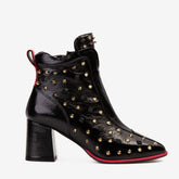 The Infanta Black Leather Block Heel Boot