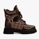 The Boston Brown Leather Lace-Up Ankle Boot With a Side Zipper