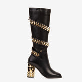 The Gladiator Black Leather Knee High Boot