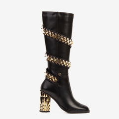 The Gladiator Black Leather Knee High Boot